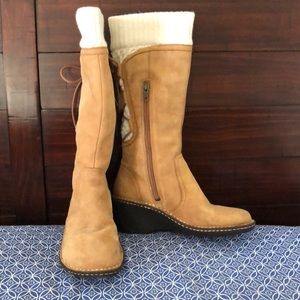 UGG wedge heel leather and knit winter/fall boots